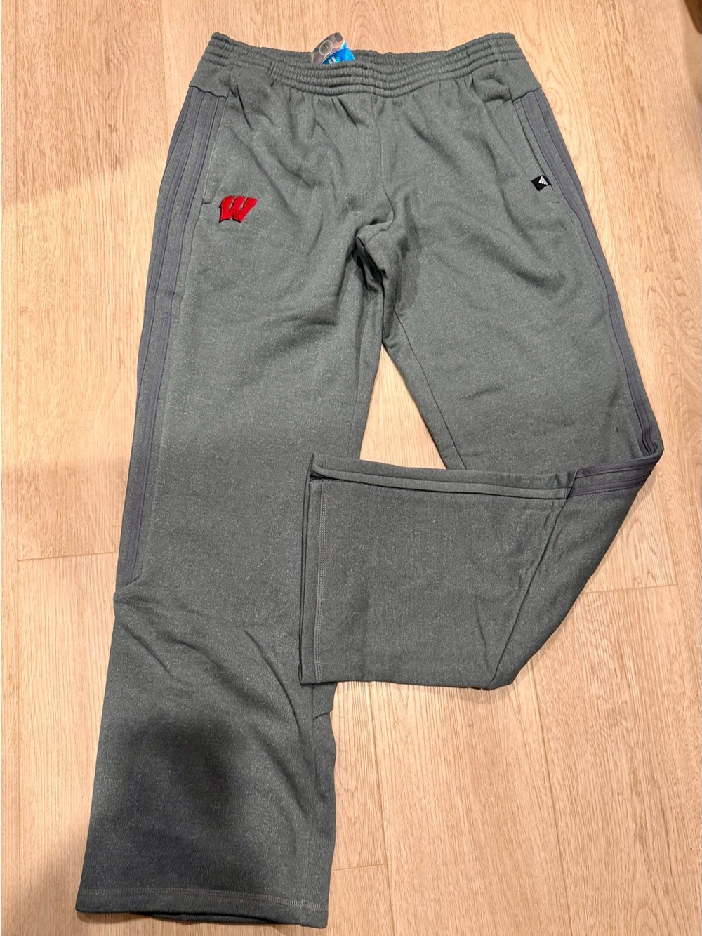 Officially licensed Wisconsin Badgers adidas grey sweatpants